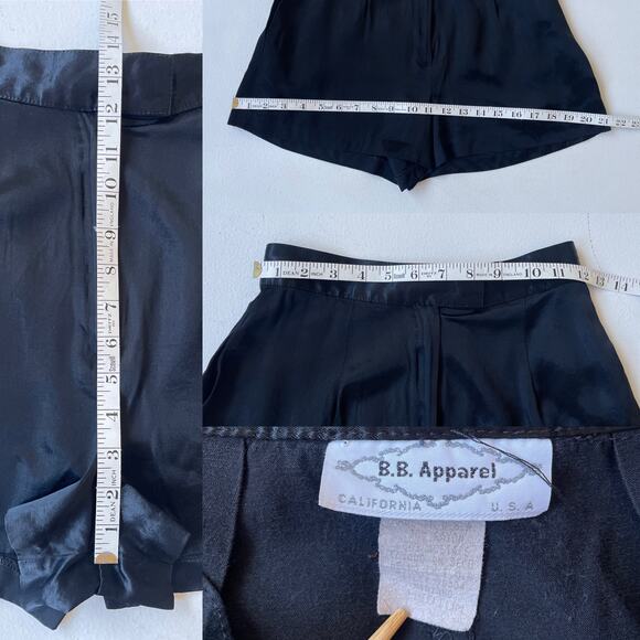 Vtg 90s High Rise Black Satin Booty Shorts Tag M 24"w Disco Retro Glam - Picture 7 of 7